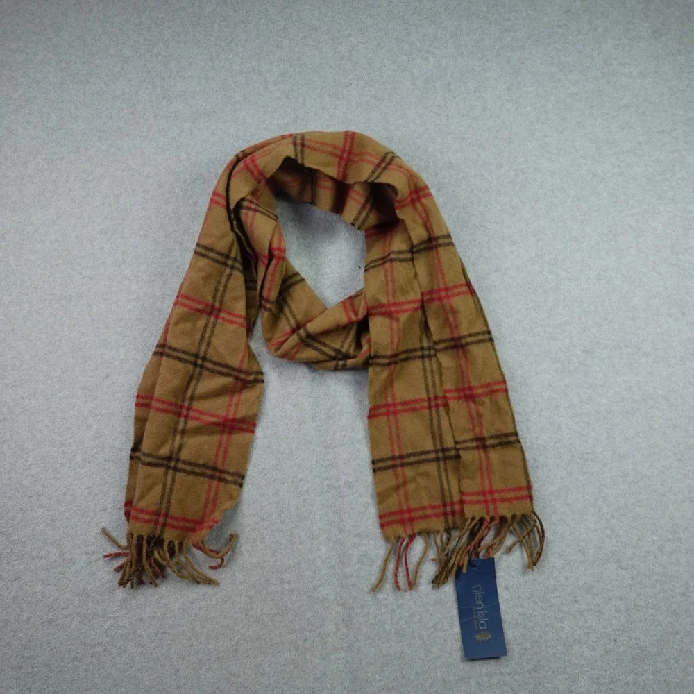 Glen Isla Scarf Unisex OS Camel Plaid Classic Cashmere British Made